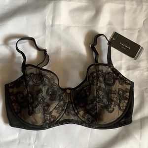 Natori Black Lace Underwire Bra 32DDD True Decadence Support NWT